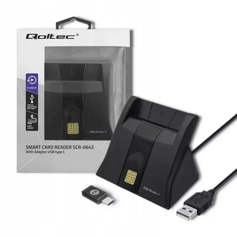 Qoltec 50643 Chip Card Reader, USB 2.0