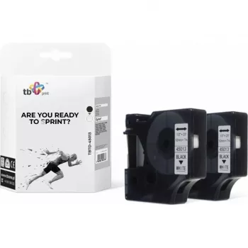 TB Print TBTD-45013 Label Tape for DYMO, 12 mm x 7 m, Black on White, 2 pcs.