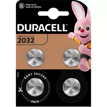 Duracell CR2032 3V Lithium Coin Cell — 4-Pack