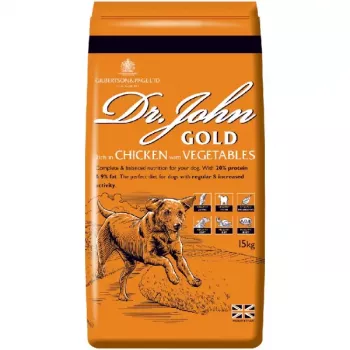 Dr. John Gold Chicken Dry Dog Food 15 kg Bag — Adult, 20% Protein, 9% Fat, Joint Support