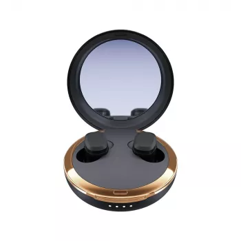 Happy Plugs Adore Wireless In-Ear Headphones with Mirror Charging Case (Black)