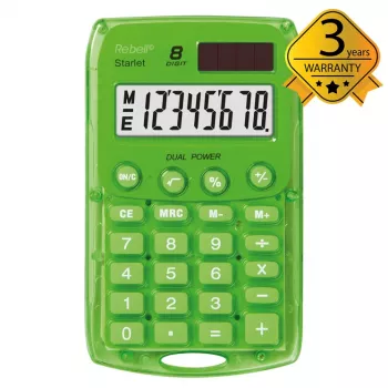 Rebell Starlet G Pocket Calculator, 8-Digit, Green