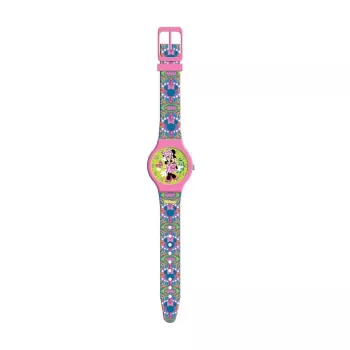 PULIO Analogue Watch in Tin Box - Disney Minnie Mouse, Pink PU Leather Strap, Quartz Movement, 30mm Metal Case, Splash-Resistant, Girls from 6 Years