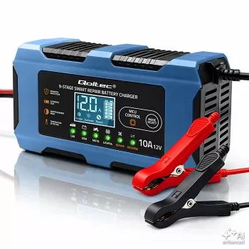 Qoltec 52668 Smart Battery Charger 12V 10A with Repair Function for AGM GEL LiFePO4