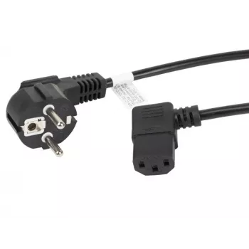 LANBERG CA-C13C-12CC-0030-BK 3m Angled Schuko to IEC C13 Power Cable, H05VV-F 3G1.0, VDE, Black