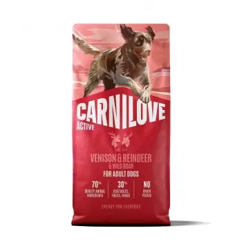 CARNILOVE ACTIVE Dry Dog Food with Game, Reindeer and Wild Boar for Active Adult Dogs of All Breeds 12 kg