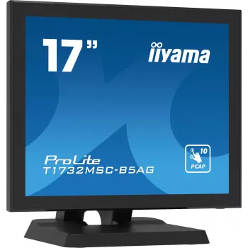 Iiyama ProLite T1732MSC-B5AG 17 inch Touchscreen LED Monitor - 5:4 SXGA, Projected Capacitive, 10-Point Multi-Touch, HDMI/DisplayPort/VGA, USB, Speakers, Black