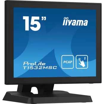 Iiyama ProLite T1532MSC-B5X 15 inch Projected Capacitive Touch LED Monitor - 1024x768 XGA, 10-point, HDMI, DVI, VGA, USB, IP54 Front, 7H, Speakers