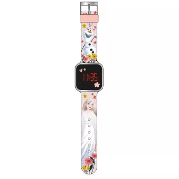 PULIO Digital Watch LED Diakakis - Frozen Children's Watch with Red LED Display, Blue/Purple Silicone Strap, Official Disney Frozen Theme