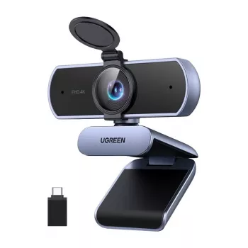 UGREEN FineCam Lite 4K UHD Webcam with 4-Microphone Array, Privacy Shutter, Adjustable Field of View, Auto-Framing, HDR, USB-C, Grey