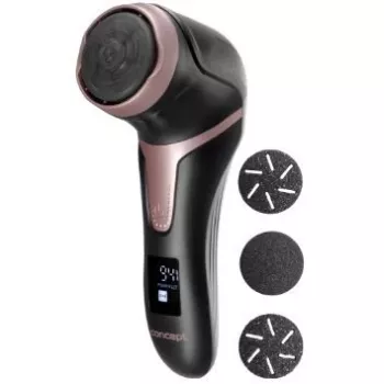 CONCEPT Electric Callus File PN3020 Black – Rechargeable Callus Remover with 2 Quartz Rollers, 90 Minutes Cordless Operation