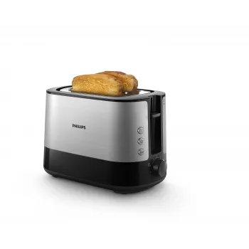 Philips Viva Collection Toaster HD2637/90 Extra-Wide 2-Slot Toaster with Bun Warmer Black/Damaged Packaging
