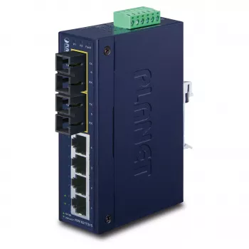 PLANET ISW-621TS15 Industrial Unmanaged L2 Fast Ethernet Switch with 4x 10/100 + 2x 100Base-FX SC Multi-Mode, DIN Rail/Wall Mounting, -40 to 75 °C