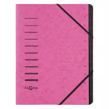 Pagna 40059-34 File Folder with 12 Compartments, A4, Dark Pink