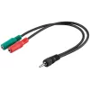 Goobay 3.5mm Jack Adapter Cable, 4-pole TRRS Plug to 3-pole TRS Socket, 15 cm, Black