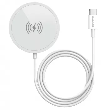 PEDEA Wireless Magnetic Charging Pad 15W - USB-C, Silver/White