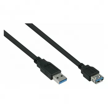kabelmeister Alcasa UK30P-ASA-050S USB 3.0 Extension Cable, USB-A Plug to USB-A Socket, 5 m, Black