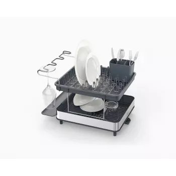 Joseph Joseph Excel Stainless Steel 2-Tier Pull-Out Dish Rack - Grey