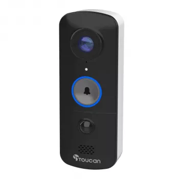 Toucan Wireless Video Doorbell with Chime V3 - 1080p Full HD, 180° Wide Angle, Night Vision, Two-Way Communication, PIR Motion Detection, IP56, Black