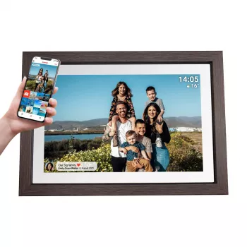 Denver PFF-1040DW DARK WOOD Digital Photo Frame 10.1 inch IPS Touchscreen Wooden Frame FRAMEO