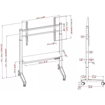 VISION VFM-F15M Motorised Display Floor Stand Trolley for 40-86 inch Screens, VESA up to 800x600, Height Adjustment 400 mm, Black