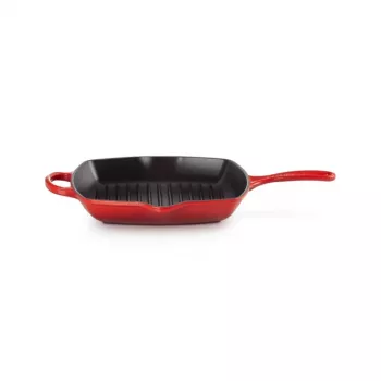Le Creuset Cast Iron Square Grill Pan, 26 cm, Cherry Red