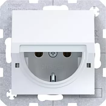 Hager WAS1112WG Schuko Socket Axcent/Cenit Light White Glossy IP44