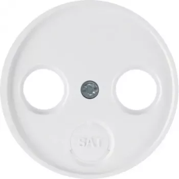 Hager WLF1068WG Central Plate for Antenna Socket 2- and 3-Hole, Polar White Gloss, System r.Classic