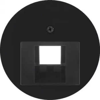 HAGER WLF1007BG Central Plate for UAE/RJ45 Socket, Berker R.Classic, Black Gloss