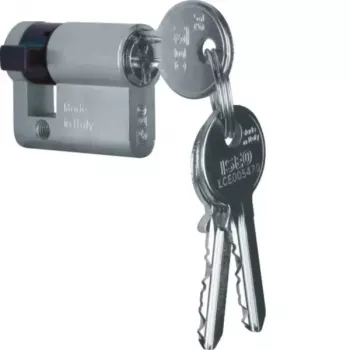 Hager WDA7172 Profile Half Cylinder Accessory, 30/10 mm, Nickel-Plated Brass, 2 Keys