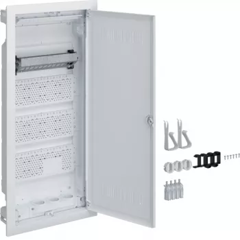Hager Multimedia Volta Flush-Mounted Distribution Board 4-Row with Slotted Plastic Door