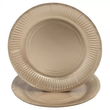 PROnappe 10 Cardboard Plates, Round, Ø 23 cm, Gold