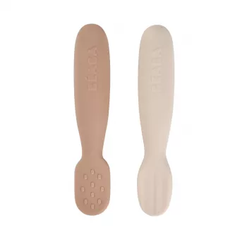 Beaba Set of 2 Silicone First Spoons & Teethers Praline/Clay