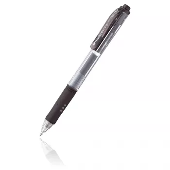 Pentel Hybrid Gel Grip Retractable Gel Pen - Black Ink - 0.7 mm - Medium - Transparent Barrel - Metal Tip