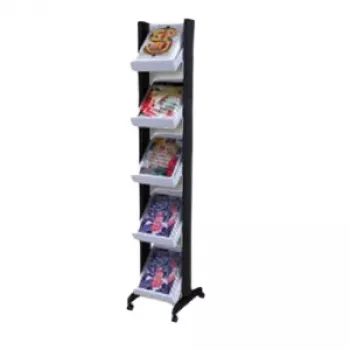 PAPERFLOW Corner 259N.01 Literature Rack Grey/Black 5 Compartments