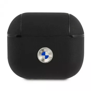 BMW BMA3SSLBK AirPods 3 Case Black Genuine Leather Silver Logo