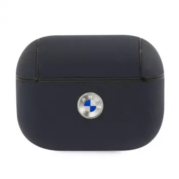BMW AirPods Pro Case Navy Genuine Leather Silver Logo