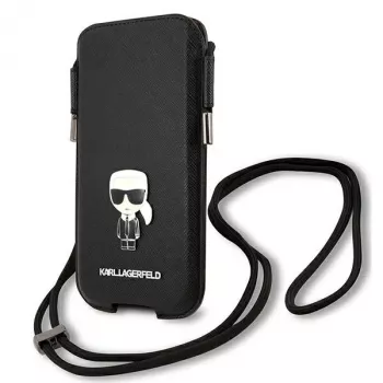 Karl Lagerfeld Saffiano Ikonik Karl Hard Case for iPhone 12/12 Pro 6.1 inch - Black