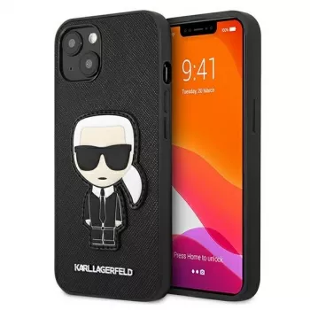 Karl Lagerfeld KLHCP13SOKPK iPhone 13 Mini 5.4 inch Black Hard Case Saffiano Ikonik Karl Patch