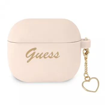 Guess GUA3LSCHSP Silicone Charm Heart Collection Case for Apple AirPods 3rd Generation – Pink