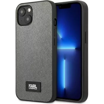 Karl Lagerfeld KLHCP13MSFMP2DG Saffiano Plaque Hard Case for iPhone 13/14/15 6.1