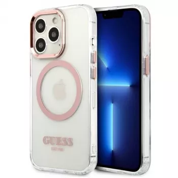 Guess Metal Outline MagSafe Hard Case for iPhone 13 Pro / 13 6.1 inch - Pink