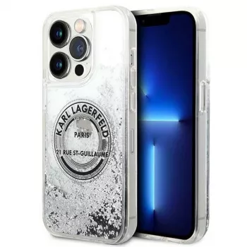 Karl Lagerfeld KLHCP14XLCRSGRS Liquid Glitter Hard Case for Apple iPhone 14 Pro Max 6.7 inch Silver