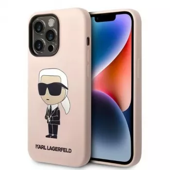 Karl Lagerfeld KLHCP14XSNIKBCP Ikonik Silicone Hard Case for iPhone 14 Pro Max 6.7 inch Pink