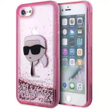 Karl Lagerfeld KLHCI8LNKHCP Hardcase Glitter Karl Head for iPhone 7/8/SE 2020/SE 2022, Pink