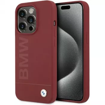 BMW M Collection Silicone Hard Case with MagSafe for Apple iPhone 15 Pro 6.1 inch Red Big Logo
