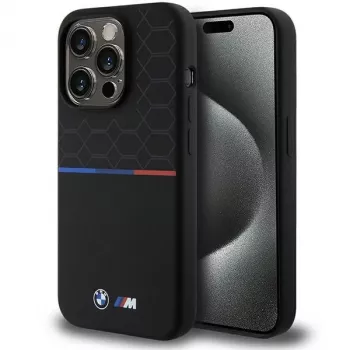 BMW M Silicone Pattern MagSafe Hard Case for Apple iPhone 15 Pro 6.1 inch - Black
