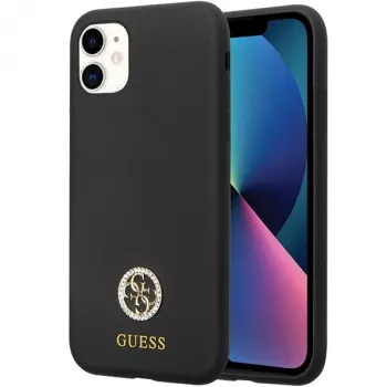 Guess GUHCN614DGPK Hardcase Silicone Logo Strass 4G Back Cover for Apple iPhone 11 / Xr 6.1 inch Black