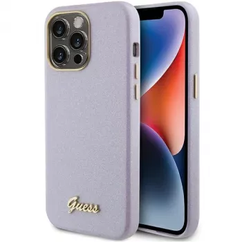 Guess GUHCP15LPGMCSL Glitter Glossy Script Hard Case for iPhone 15 Pro 6.1 inch Lilac