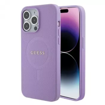 Guess GUHMP15LPSAHMCU Saffiano MagSafe Hard Case for Apple iPhone 15 Pro 6.1 inch - Purple